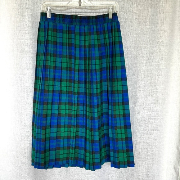 Tartan Plaid Skirt Pleated Size 12 Midi Length Pull On Separate Scene Preppy - Picture 3 of 5